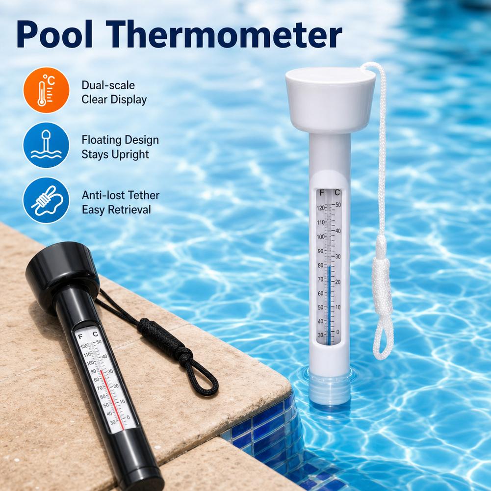Marine Aquarium Water Analyzer - Drijvende zwembadthermometer met koord Watertemperatuurtester Meter