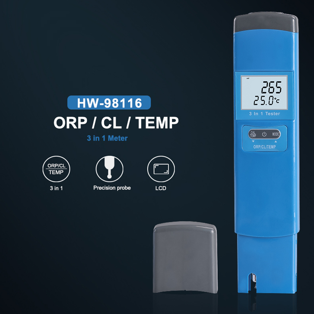 Marine Aquarium Water Analyzer - ORP/H2-meter 3-in-1 digitale waterkwaliteitstester Chloor CL-temperatuurmeter