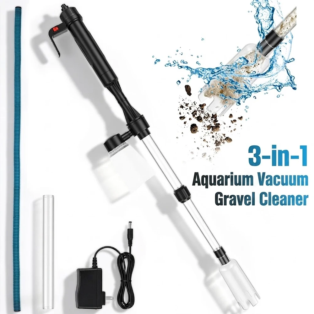 Marine Aquarium Vacuum - Aquariumstofzuiger grindreiniger 3-in-1 visbakstofzuiger met waterverversing,