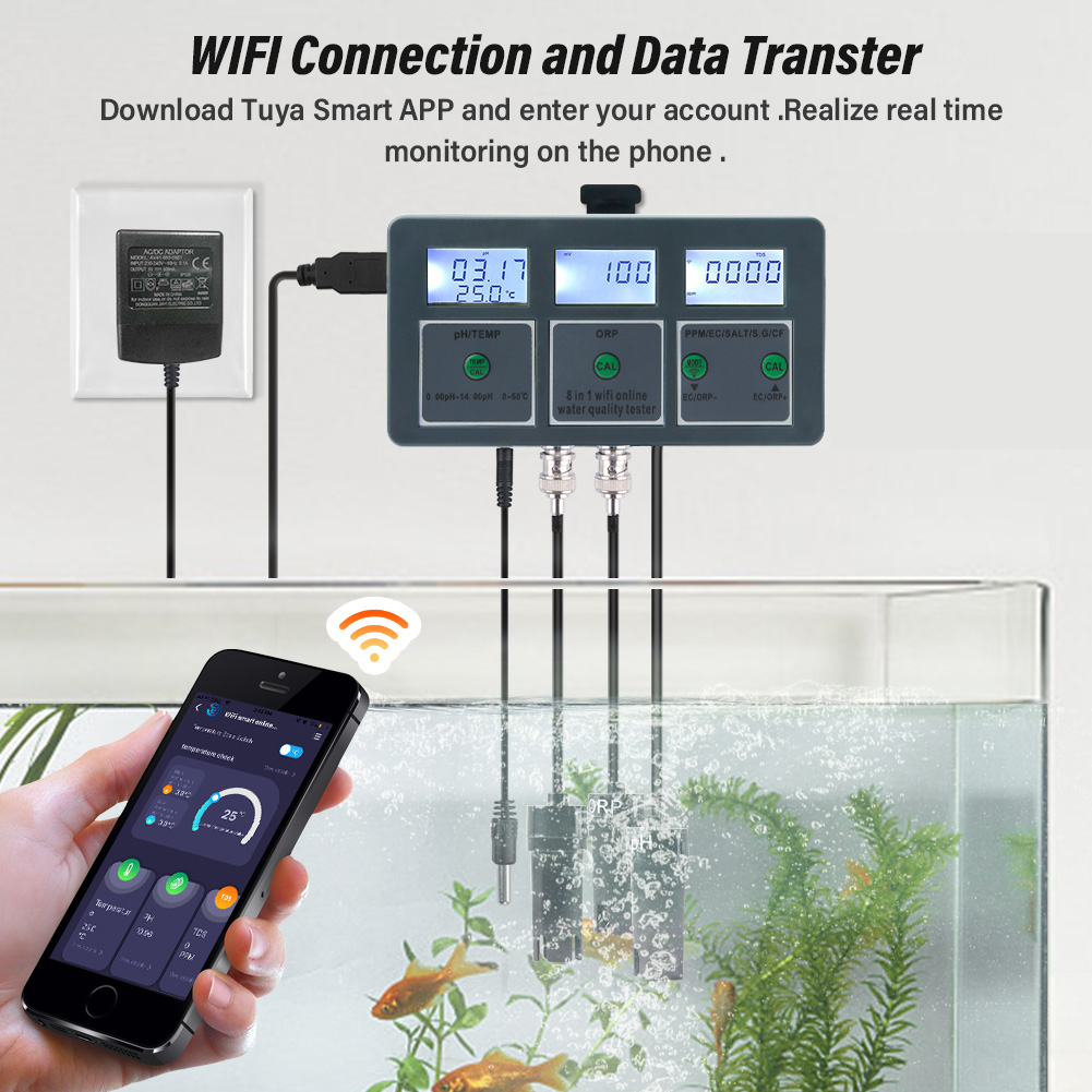 YAGO 8 in 1 WiFi Aquarium Wate - Marine Aquarium Water Analyzer recensie en prijs
